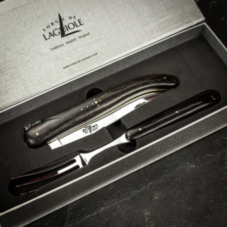 Forge de Laguiole Prestige 2 Piece Carving Set Ebony Handle - 21cm