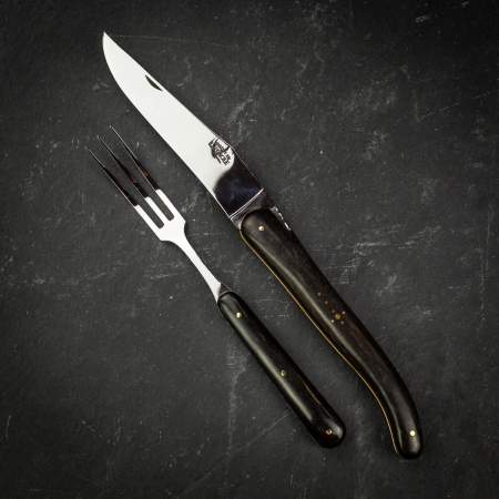 Forge de Laguiole Prestige 2 Piece Carving Set Ebony Handle - 21cm