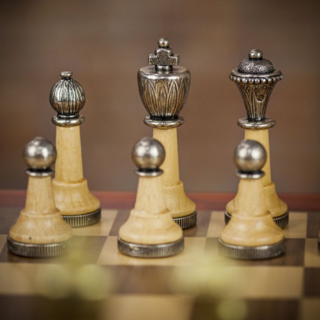 Italfama Metal and Wood Chess Set - Medium