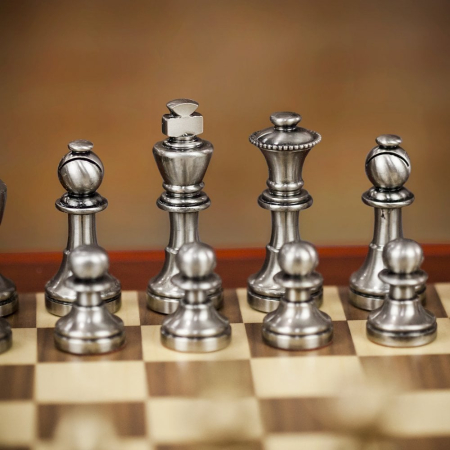 Italfama Solid Brass Staunton Chess Pieces - Small