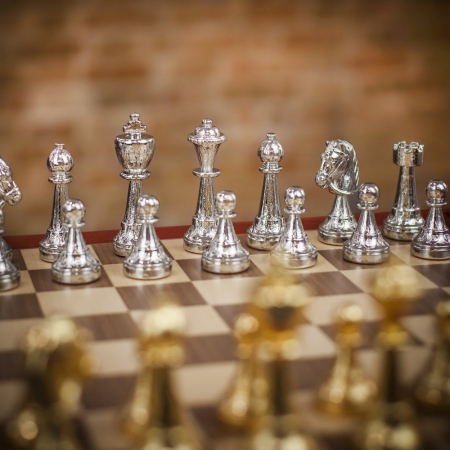 Italfama Gold and Silver Plated Classic Flower Chess Set - Medium