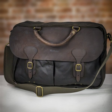 Barbour Waxed Leather Briefcase - Olive