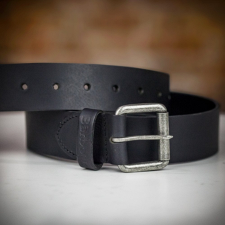 Barbour Matt Leather Belt - Black