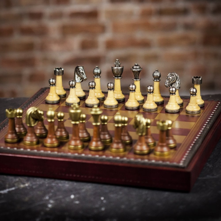 Italfama Chess and Backgammon Set in Leatherette Case - 35 x 35cm