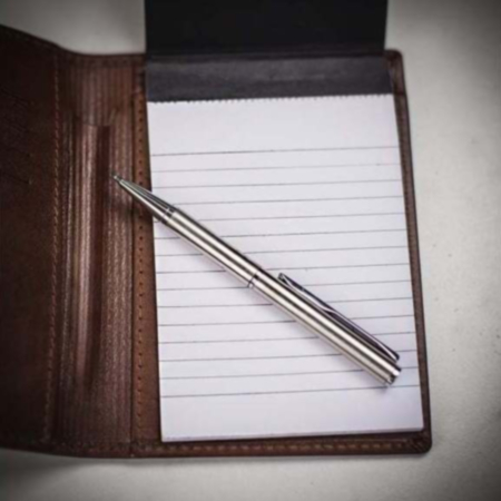 Farrar &amp; Tanner Nappa Leather Notepad Jotter with Pen - Chestnut Brown