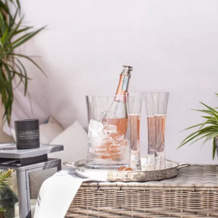 LSA International Moya Set of 6 Tulip Champagne Flutes and Champagne Bucket