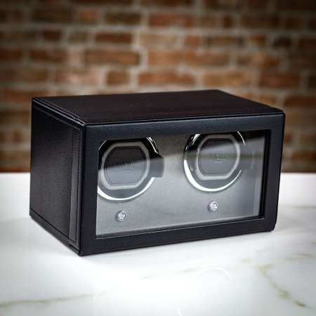 WOLF Vegan Leather Double Watch Winder - Black