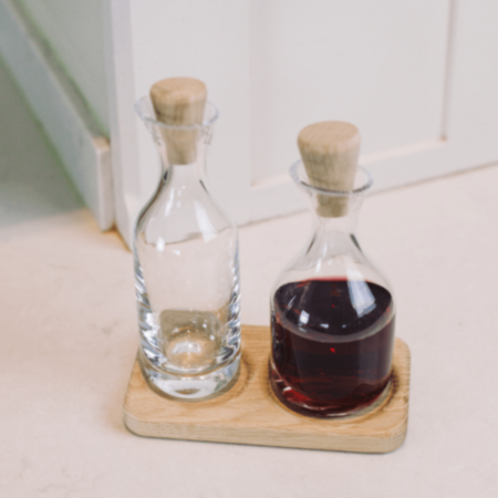LSA International Oil &amp; Vinegar Set on Oak Base