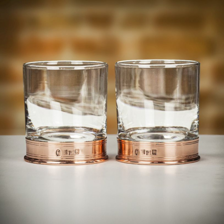 English Pewter Co Pair of Copper Whisky Glass Tumblers - 11oz