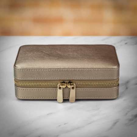 WOLF Leather Zip Jewellery Case