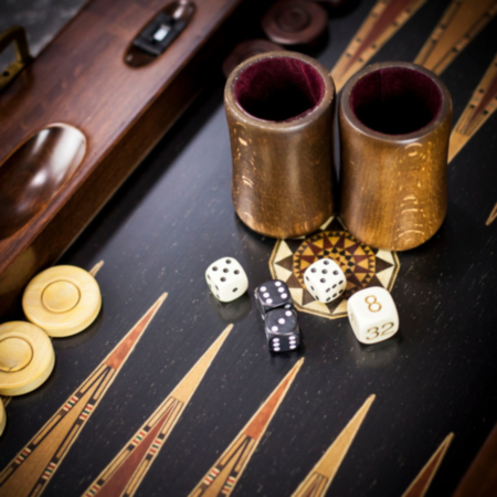 Helena Carved Dark Wood Backgammon Set - Tournament