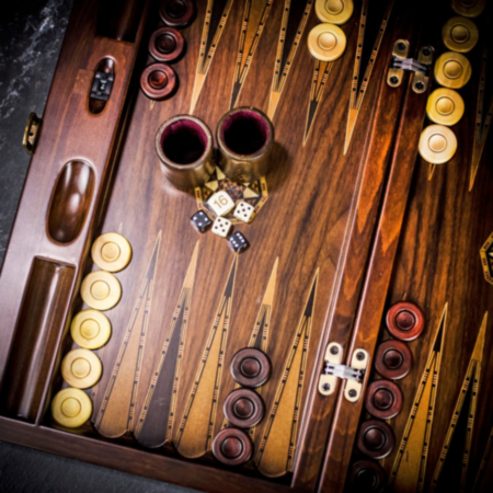 Helena Carved Walnut Wood Backgammon Set - Tournament