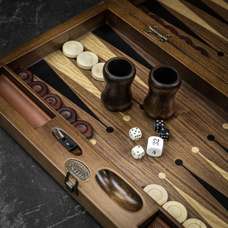 Helena Inlaid Oak Backgammon Set - Tournament