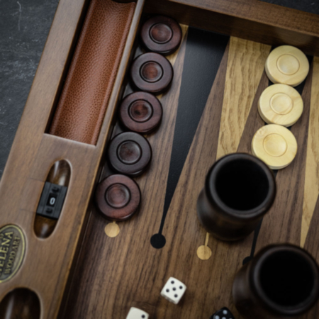 Helena Inlaid Oak Backgammon Set - Tournament