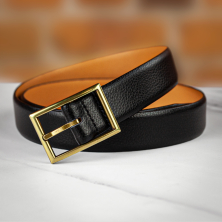 Ibex Women&#039;s Leather Belt with Solid Brass Buckle - Matte Black