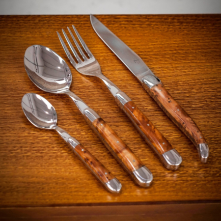 Forge de Laguiole 24 Piece Thuya Wood Cutlery Set in Elegant Presentation Box
