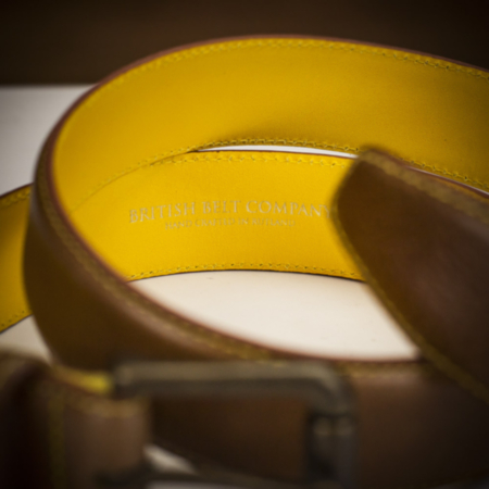 The British Belt Co. Kingston Casual Leather Belt - Tan/Yellow
