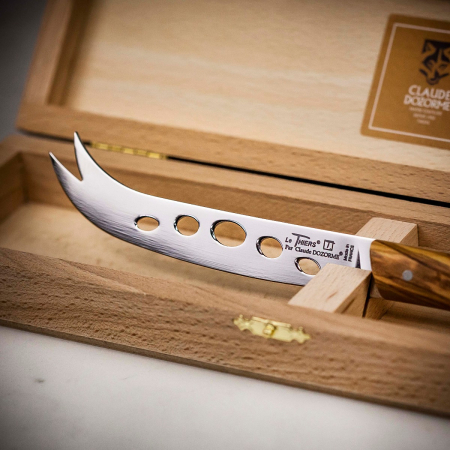 Claude Dozorme Soft Cheese Knife with Olive Wood Handle in Gift Box