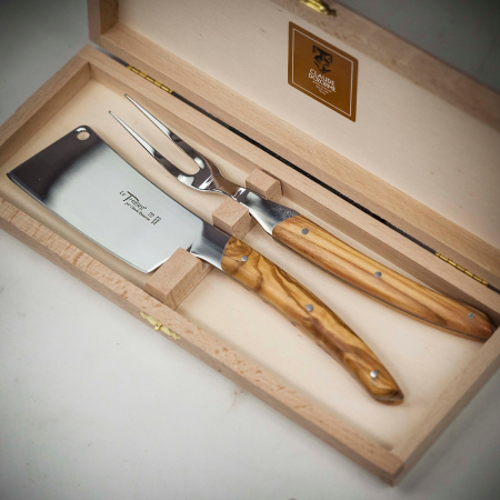 Claude Dozorme Hard Cheese Knife Set with Olive Wood Handle
