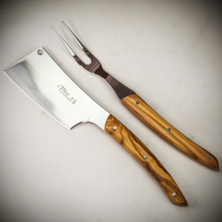 Claude Dozorme Hard Cheese Knife Set with Olive Wood Handle