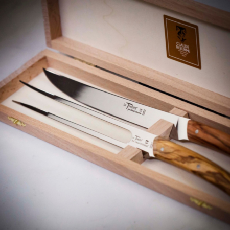 Claude Dozorme Le Thiers Carving Set with Olive Wood Handle