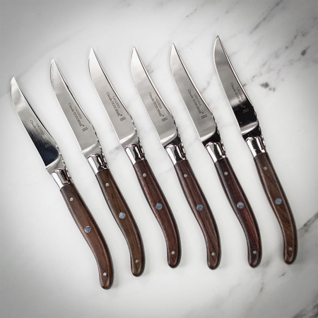 Claude Dozorme Set of 6 Laguiole Steak Knives in Gift Box - Rosewood Handle