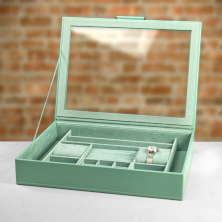 WOLF Leather Jewellery Box with Window