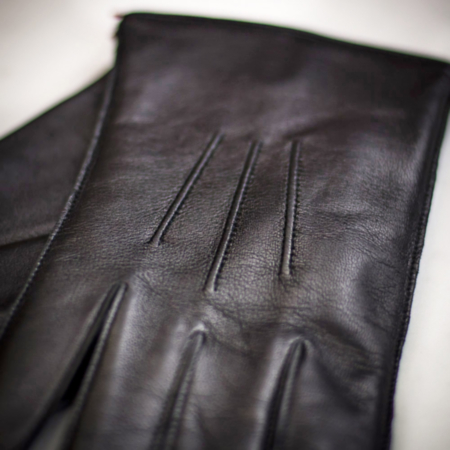 Dents 3 Point Plain Leather Gloves - Black