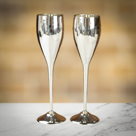 Culinary Concepts Pair of Silver Plated Polished Champagne Goblets 