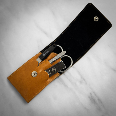 Erbe Solingen 4 Piece Pocket Case Manicure Set - Cognac
