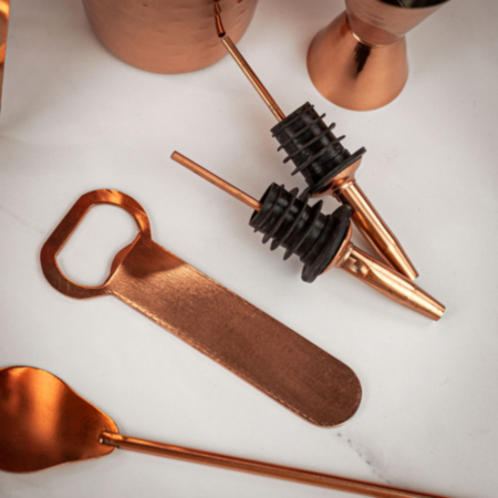 BarCraft 7-Piece Cocktail Making Set with Copper Finish 