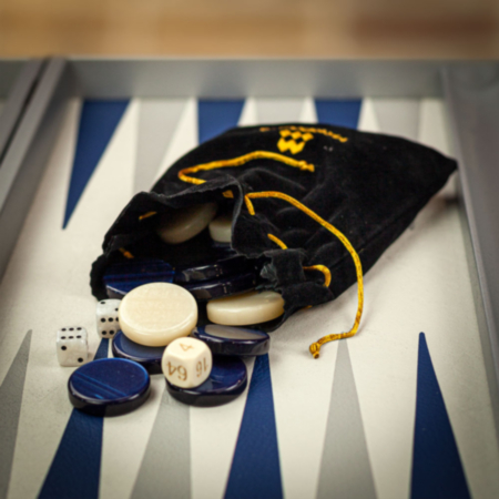 Manopoulos Backgammon Set - Navy Blue Vegan Leather