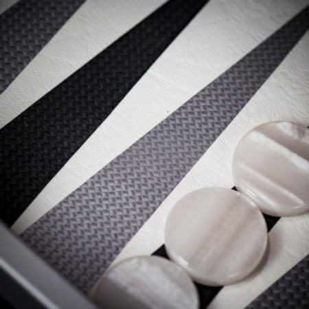 Manopoulos Inlaid Carbon Fibre Leatherette Backgammon Set - Tournament