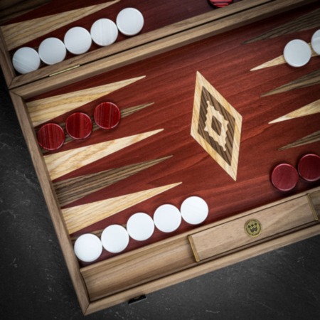 Manopoulos Walnut and Red Oak Backgammon - Tournament