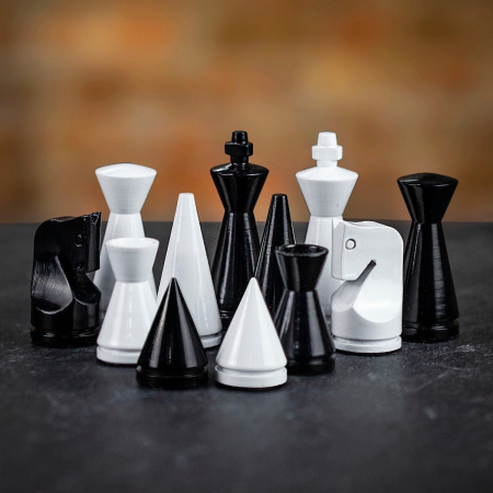 Italfama Modern Black and White Chess Pieces - Medium