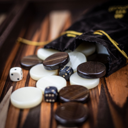 Manopoulos Palisander Crown Cut Backgammon Set - Tournament