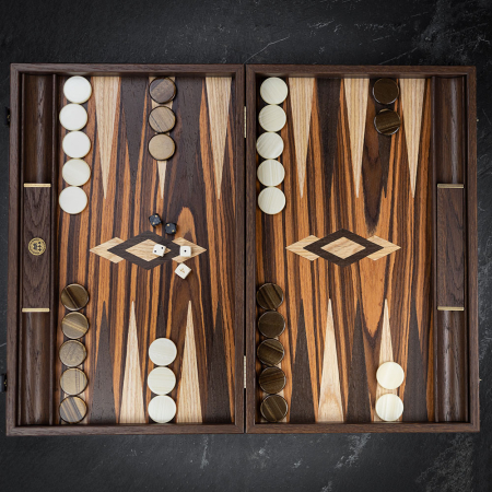 Manopoulos Palisander Crown Cut Backgammon Set - Tournament