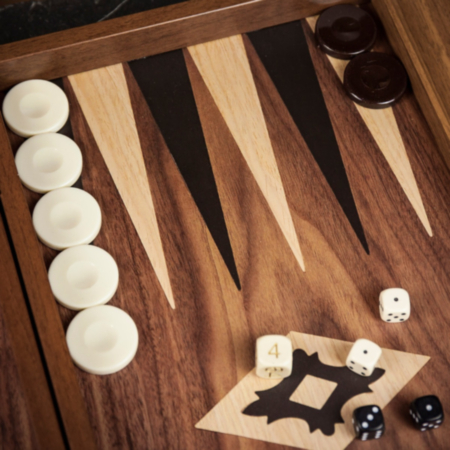 Manopoulos Walnut Backgammon Set - Tournament