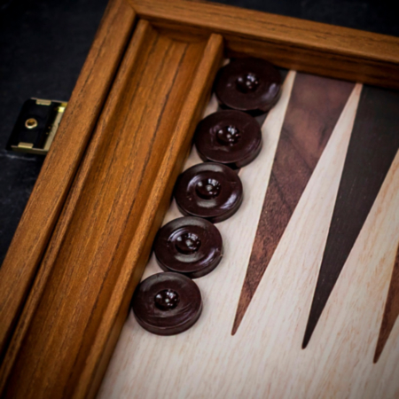 Manopoulos Oak and Walnut Style Wood Backgammon Set - Medium