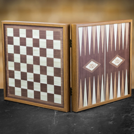 Manopoulos Classic Four in One Wooden Games Compendium - Walnut