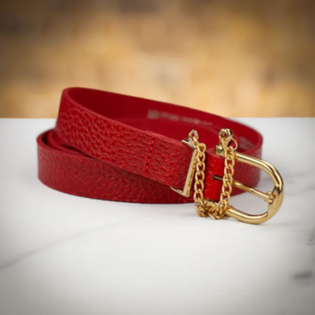 The British Belt Co. Charlie Ladies Skinny Belt Red