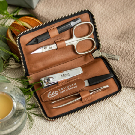 Erbe Solingen Luxury Leather Manicure Set - Brown