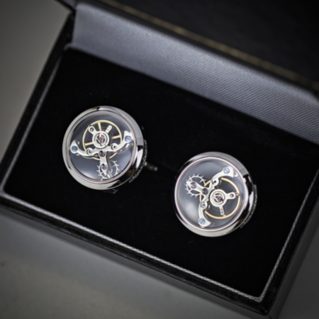 Jean Pierre Tourbillon Cufflinks - Chrome Plated