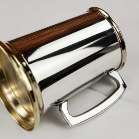 English Pewter Co Plain Straight Brass Lip &amp; Base Tankard Pewter  - 1 Pint