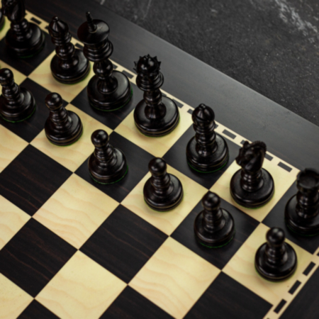 Italfama Carved Wooden Chess Pieces With Ebony Effect Wooden Chess Board - X Large