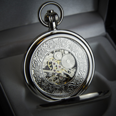 Jean Pierre Double Hunter Skeleton Pocket Watch with Rear Window
