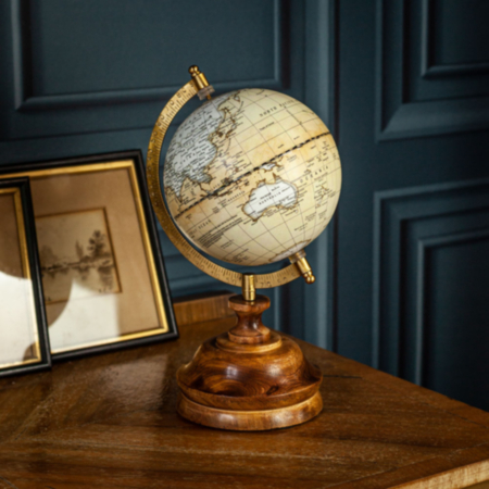 Italfama Wooden Globe with Vintage Style Map - Small