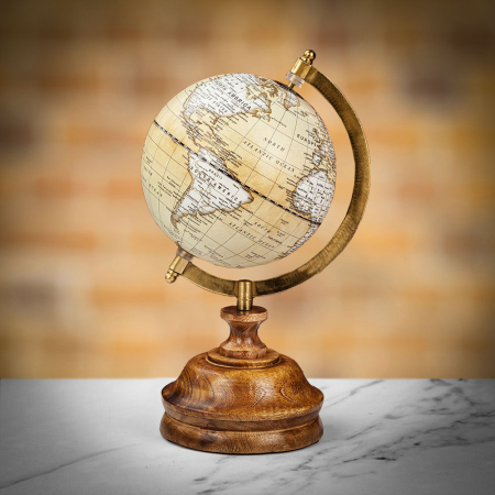Italfama Wooden Globe with Vintage Style Map - Small