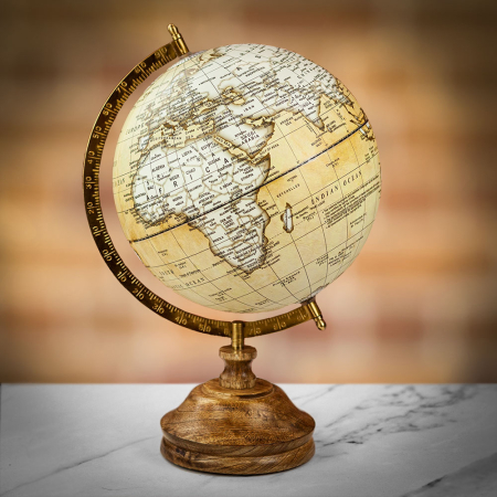 Italfama Wooden Globe with Vintage Style Map - Large