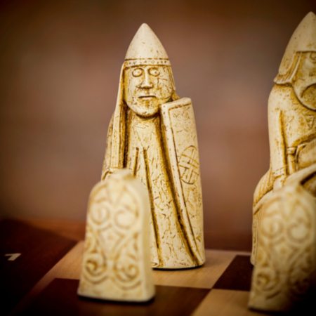 Berkeley Chess Cream and Red Isle of Lewis Chess Pieces - Large